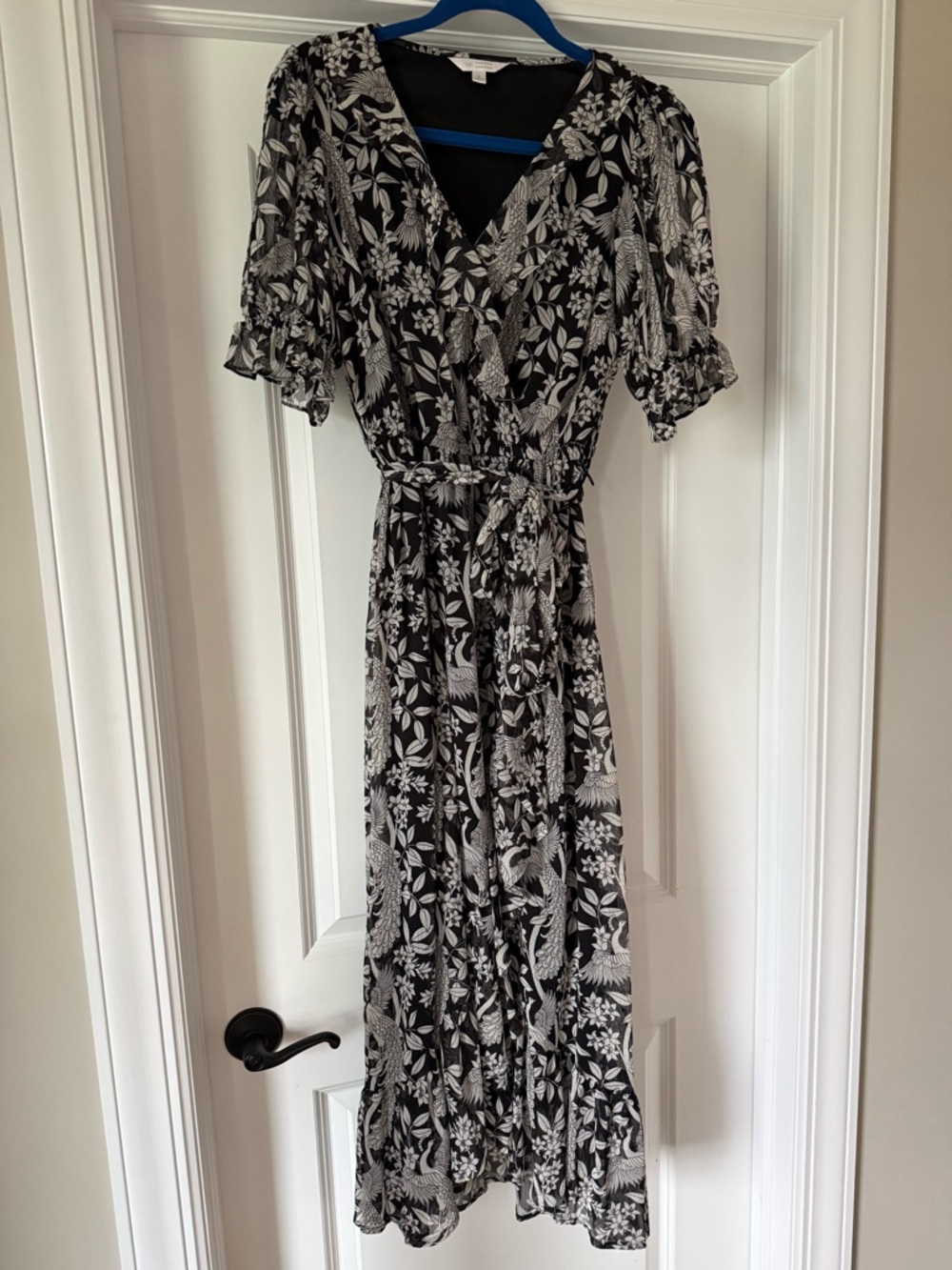 LC Lauren Conrad Black and White Floral Wrap Dress